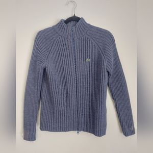 Lacoste Dusty Blue Ribbed Zip-Up Cardigan